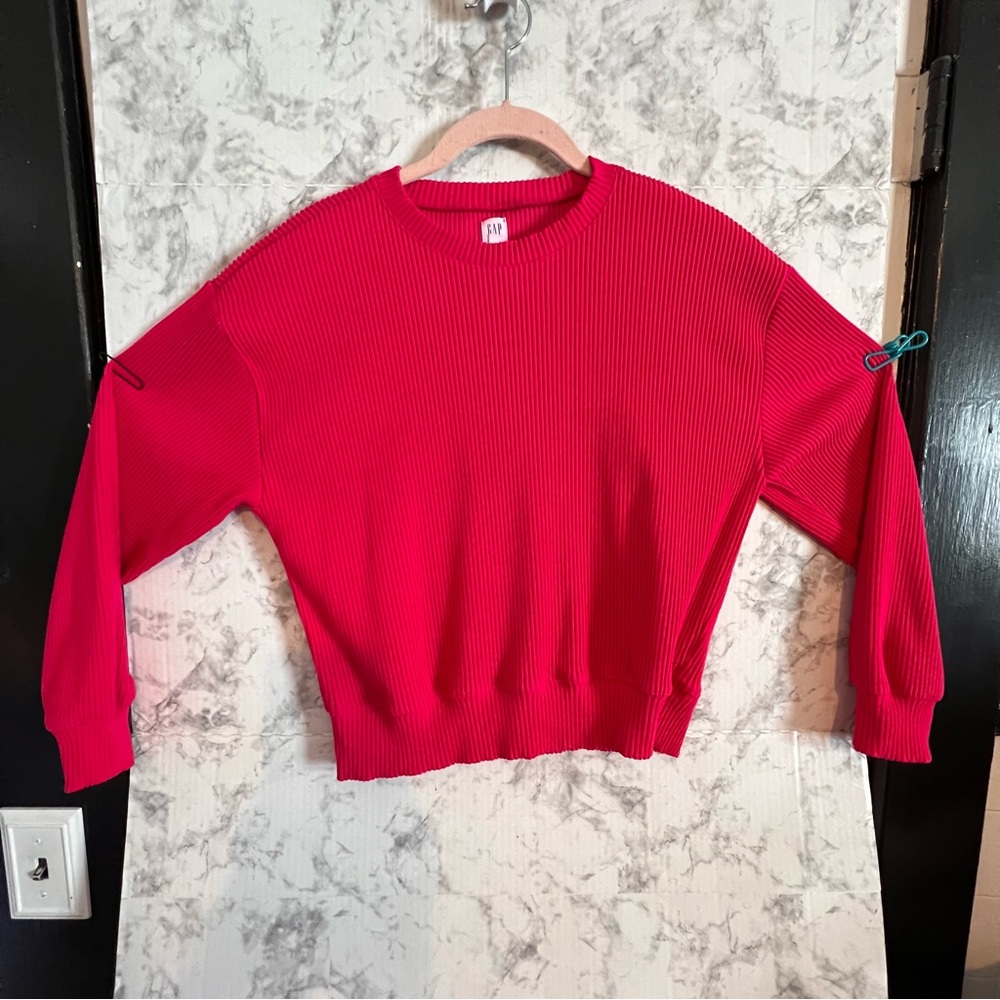 Girls Gap Kids Long Sleeve Top‎ Size XXL (14-16) Bright Pink Ribbed